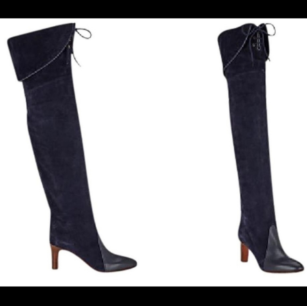 Chloé Blue Lagoon OTK Boots Suede & Leather WILL TRADE - Picture 4 of 16